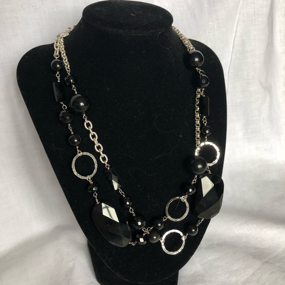 Sterling Silver 925 and Onyx Chunky Necklace
